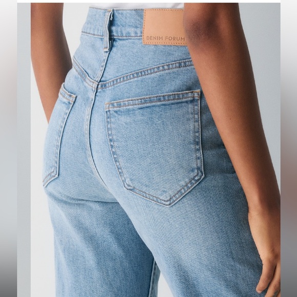 Denim Forum The Arlo High Rise Straight Jeans Light Wash Size 24 - Picture 3 of 8